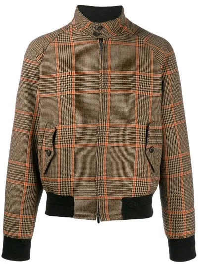 Tagliatore Plaid Print Jacket In Brown