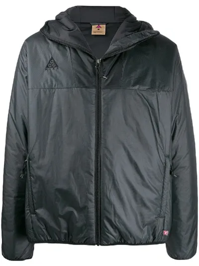 Nike Acg Primaloft Water Resistant Packable Hooded Jacket In Anthracite/ Black/ Black