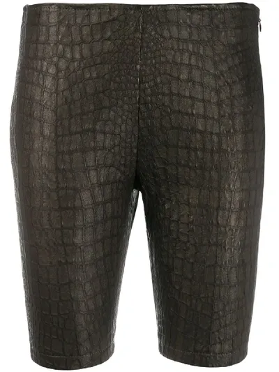 Manokhi Crocodile Effect Shorts In 黑色