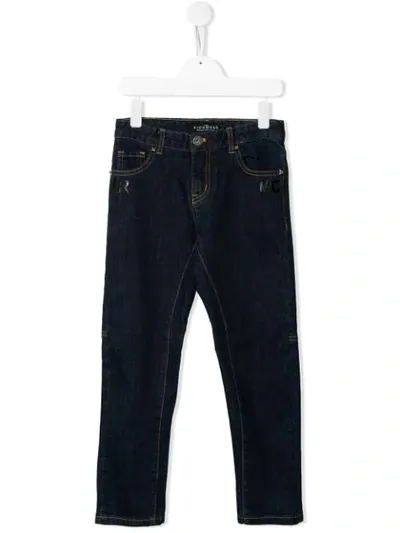 John Richmond Junior Teen Logo Print Jeans In Blue