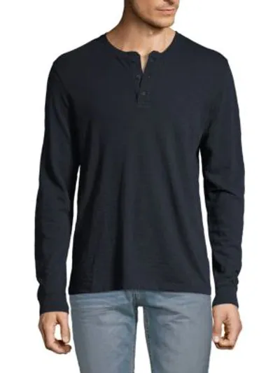 Vince Long-sleeve Cotton Henley In Coastal Blue