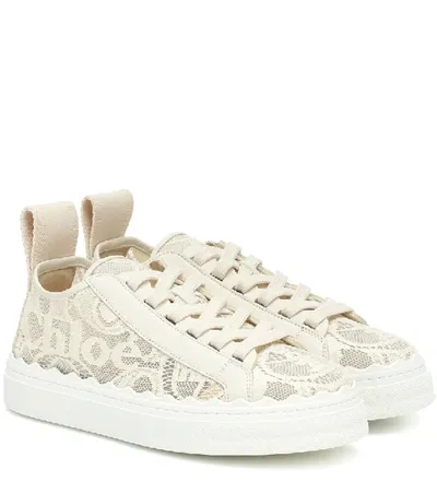 Chloé Lauren Lace Sneakers In Mild Beige