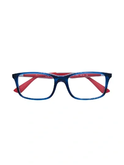 Ray-ban Junior Kids' Bicolour Rectangular Glasses In Blue