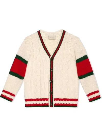 Gucci Kids' Children's Cable Knit Wool Cardigan In White