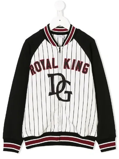 Dolce & Gabbana Kids' Baseball Bomber Jacket In White