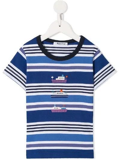 Familiar Kids' Ship Printed T-shirt In Blue