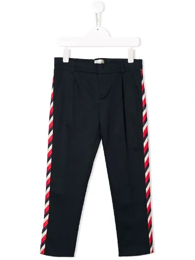 Gucci Kids' Striped Detail Trousers In Blue