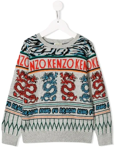 Kenzo Kids' Japanese Dragon Sweatshirt In Grey