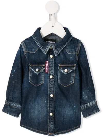 Dsquared2 Babies' Washed Denim Shirt In Blue