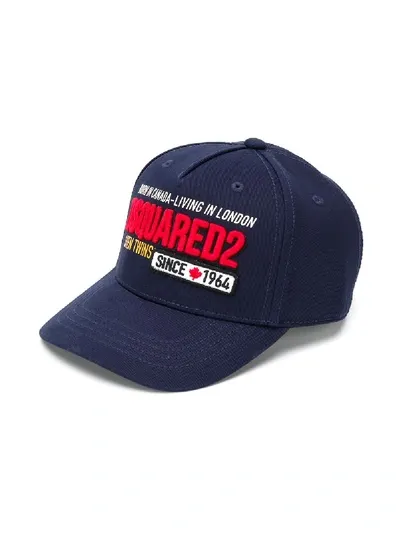 Dsquared2 Kids' Appliqué Logo Cap In Blue