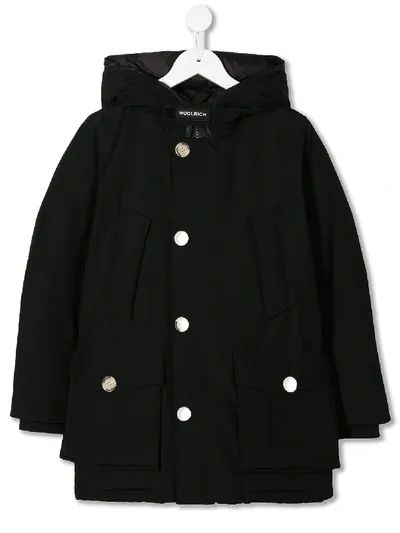 Woolrich Kids' Padded Hooded Coat In Black