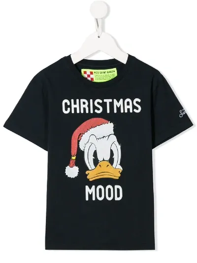 Mc2 Saint Barth Kids' Christmas Mood Relaxed-fit T-shirt In Blue