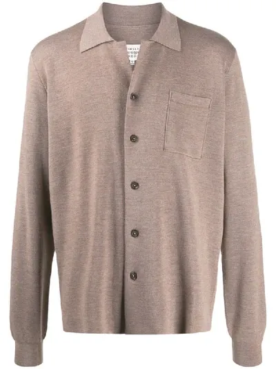 Maison Margiela Knitted Collared Cardigan In Neutrals