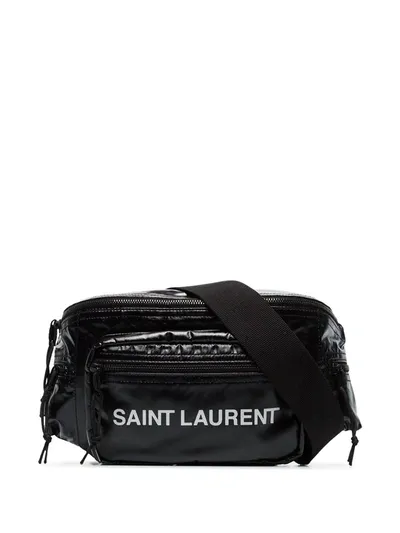 Saint Laurent Logo Printed Padded Belt Bag In Black