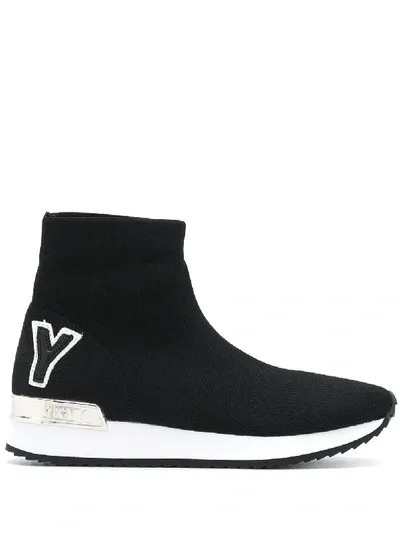 Dkny Marrin Socks Ankle Boots In Black