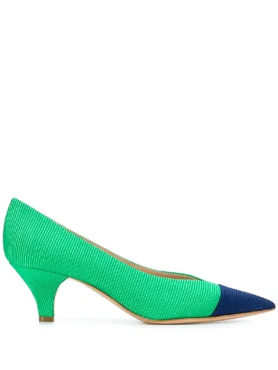 Casadei Ribbed Two-tone Pumps In Green