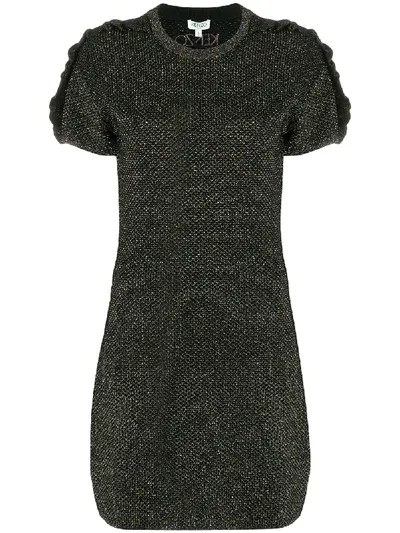 Kenzo Glitter Frill Knitted Dress In Black