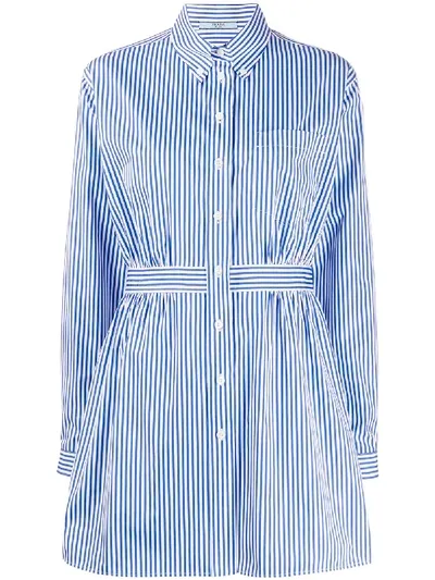 Prada Striped Long Belted Shirt In White