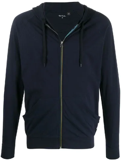 Paul Smith Zip-through Hooded Sweatshirt In Blue