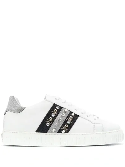 Philipp Plein Crystal Skull Embellished Sneakers In White