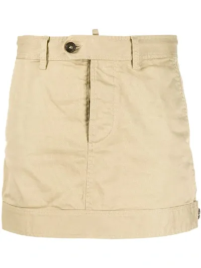 Dsquared2 Buttoned Waist Mini Skirt In Brown