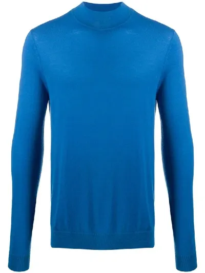 Pringle Of Scotland Mock Neck Jumper In Blue