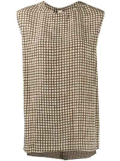 Marni Square Print Sleeveless Blouse In Neutrals