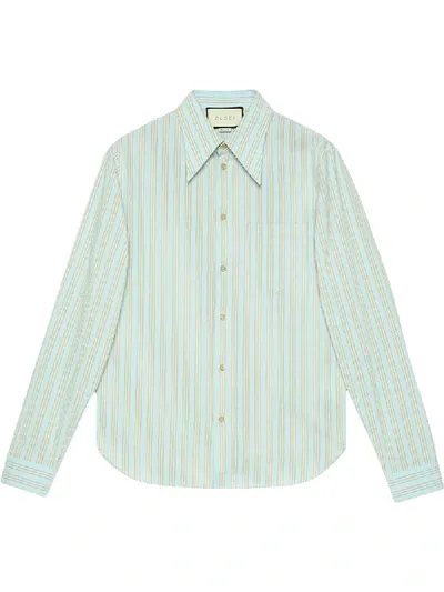 Gucci Striped Shirt In Blue