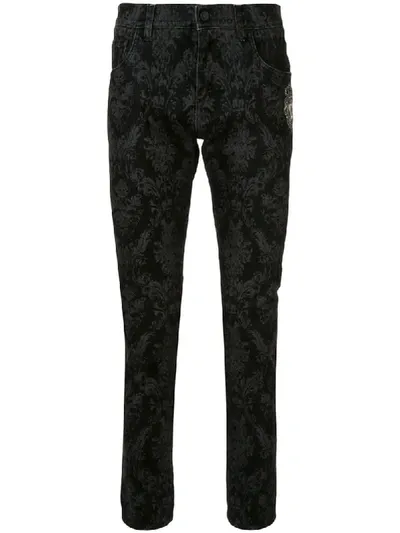 Dolce & Gabbana Logo Print Skinny Trousers In Black