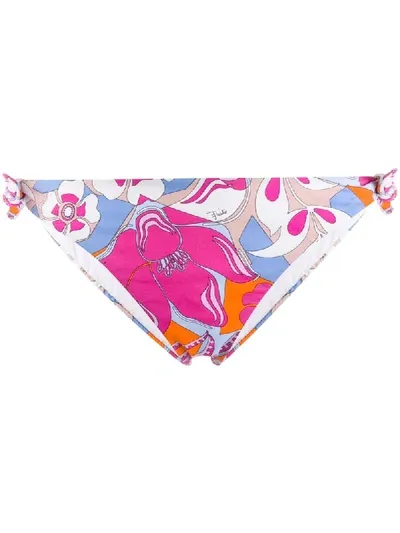 Emilio Pucci Floral Print Bikini Bottoms In Pink