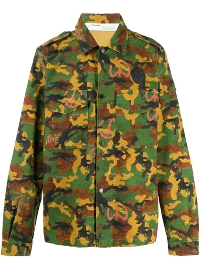 Off-white Camouflage Padded Field Jacket In Green