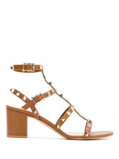 Valentino Garavani Rockstud Sandals In Brown