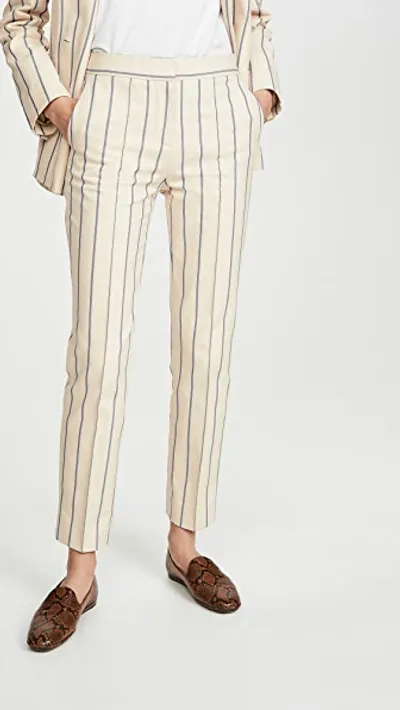 Victoria Victoria Beckham Striped Cotton-twill Straight-leg Pants In Neutrals