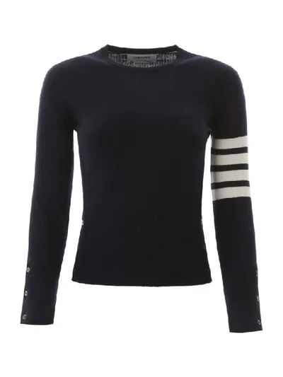 Thom Browne 4-bar Cable-knit Jumper In Blue