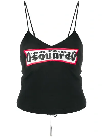 Dsquared2 Logo Print Corset Top In Black