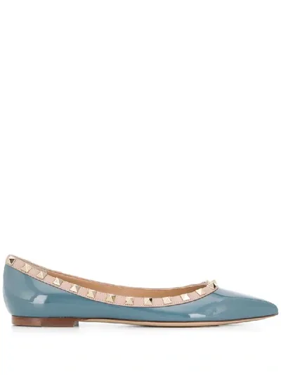 Valentino Garavani Rockstud Ballerina Shoes In Blue