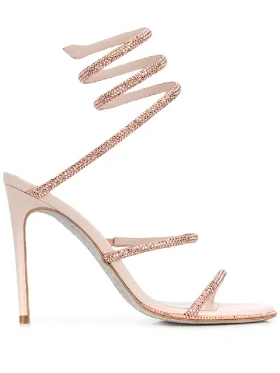 René Caovilla Cleo Rhinestone-embellished Sandals In Pink