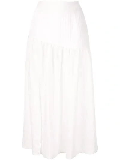 Suboo Cruz Striped Midi-skirt In White