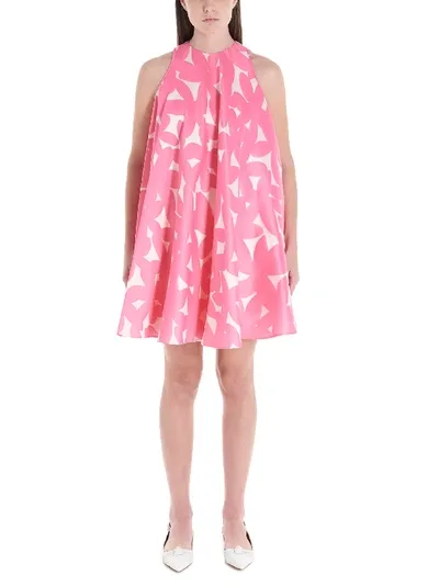 Sara Battaglia Floral Print Mini Dress In Pink