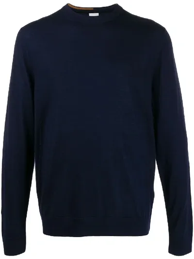 Paul Smith Fine Knit Crew Neck Jumper In Blue