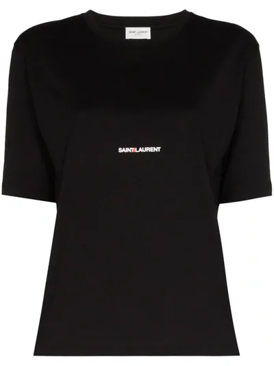 Saint Laurent Oversized Logo-print Cotton-jersey T-shirt In Black