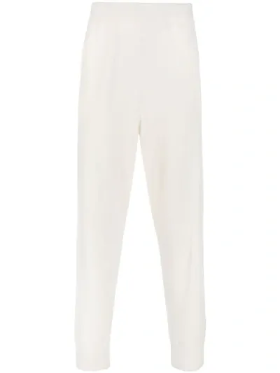 Jil Sander High Waisted Fine Knit Track Trousers In White