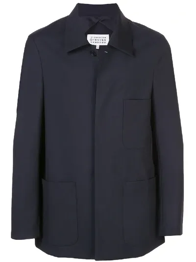 Maison Margiela Three-pocket Buttoned Overshirt In Blue