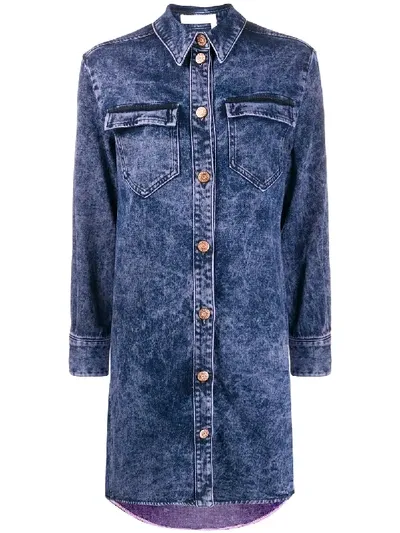 See By Chloé Distressed Finish Denim Dress In Blue