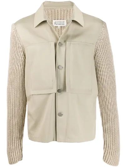 Maison Margiela Ribbed Sleeve Jacket In Neutrals