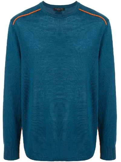 Shanghai Tang Contrast-trim Sweater In Blue