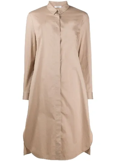 Peserico Midi Shirt Dress In Brown