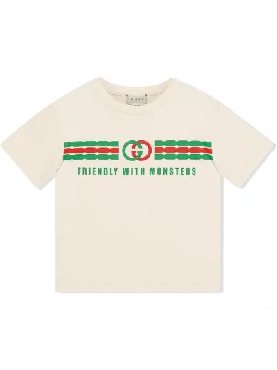 Gucci Kids' Cotton T-shirt With Gg Print In White