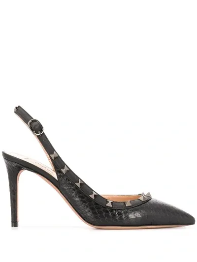 Valentino Garavani Rockstud 95mm Slingback Pumps In Black