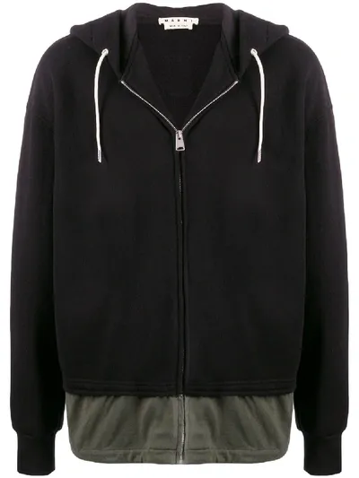 Marni Drawstring Hoodie In 黑色